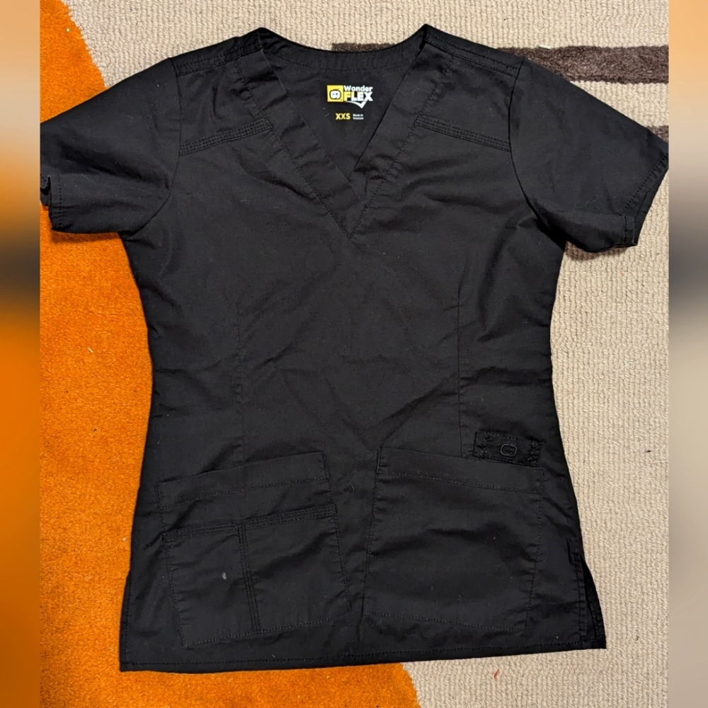 Black Scrub Top 2 pocket- XXS